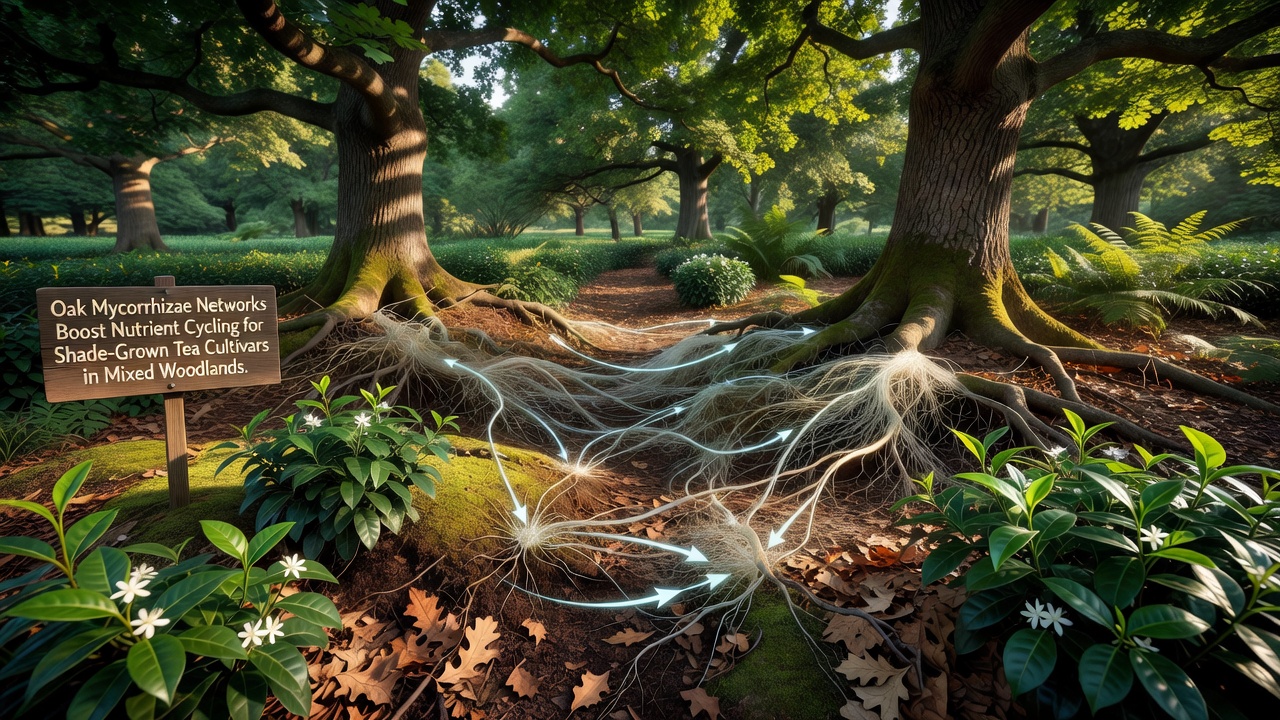 Symbiotic Fungi Networks Improve Nutrient Availability in Shade-Grown Tea Within Oak Mixed Woodlands